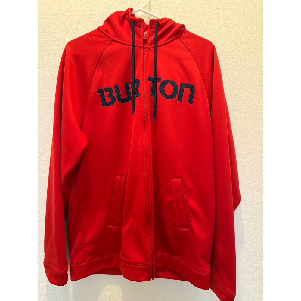 Burton Mens Large MB Peak Full Zip Hoodie Red Fleece Jacket Dryride Sweatshirt